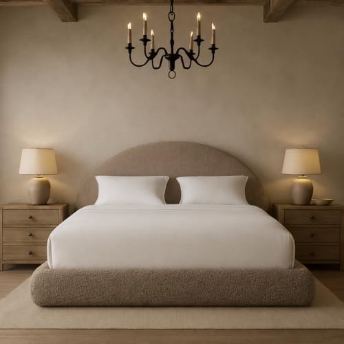 Round Bed Base, King, Brown Linen - Image 30