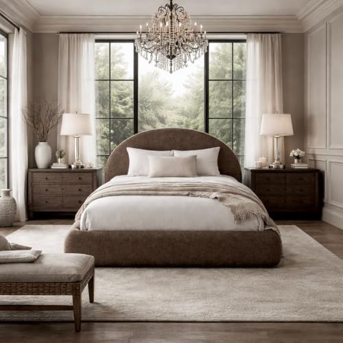 Round Bed Base, King, Brown Linen - Image 28