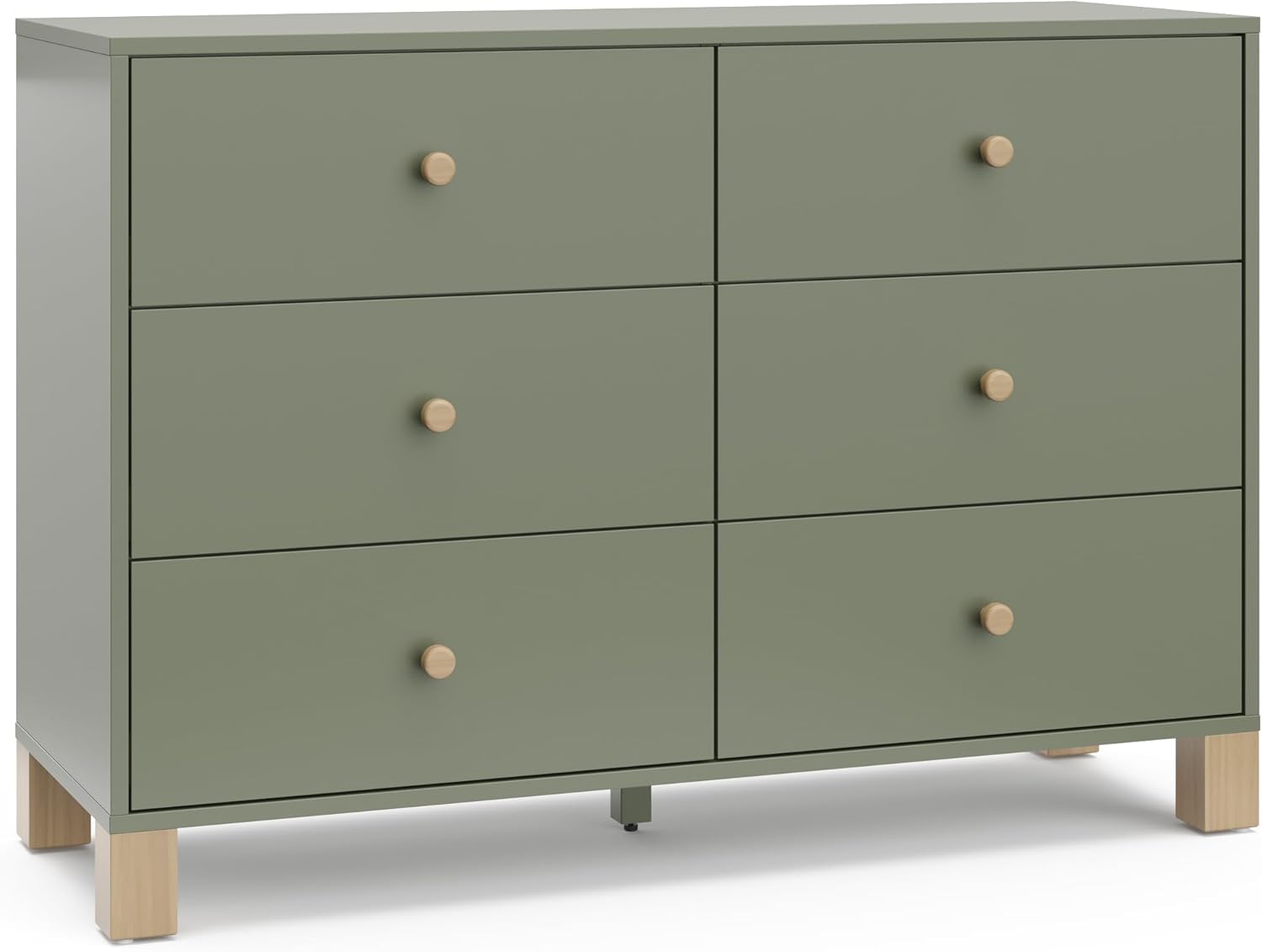 Storkcraft California Dresser, 6-Drawer, Olive/Driftwood - Image 14