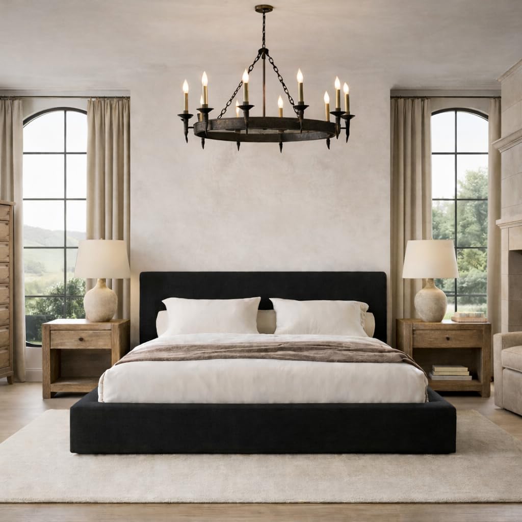 Square Bed Base, Queen, Brown Linen - Image 4