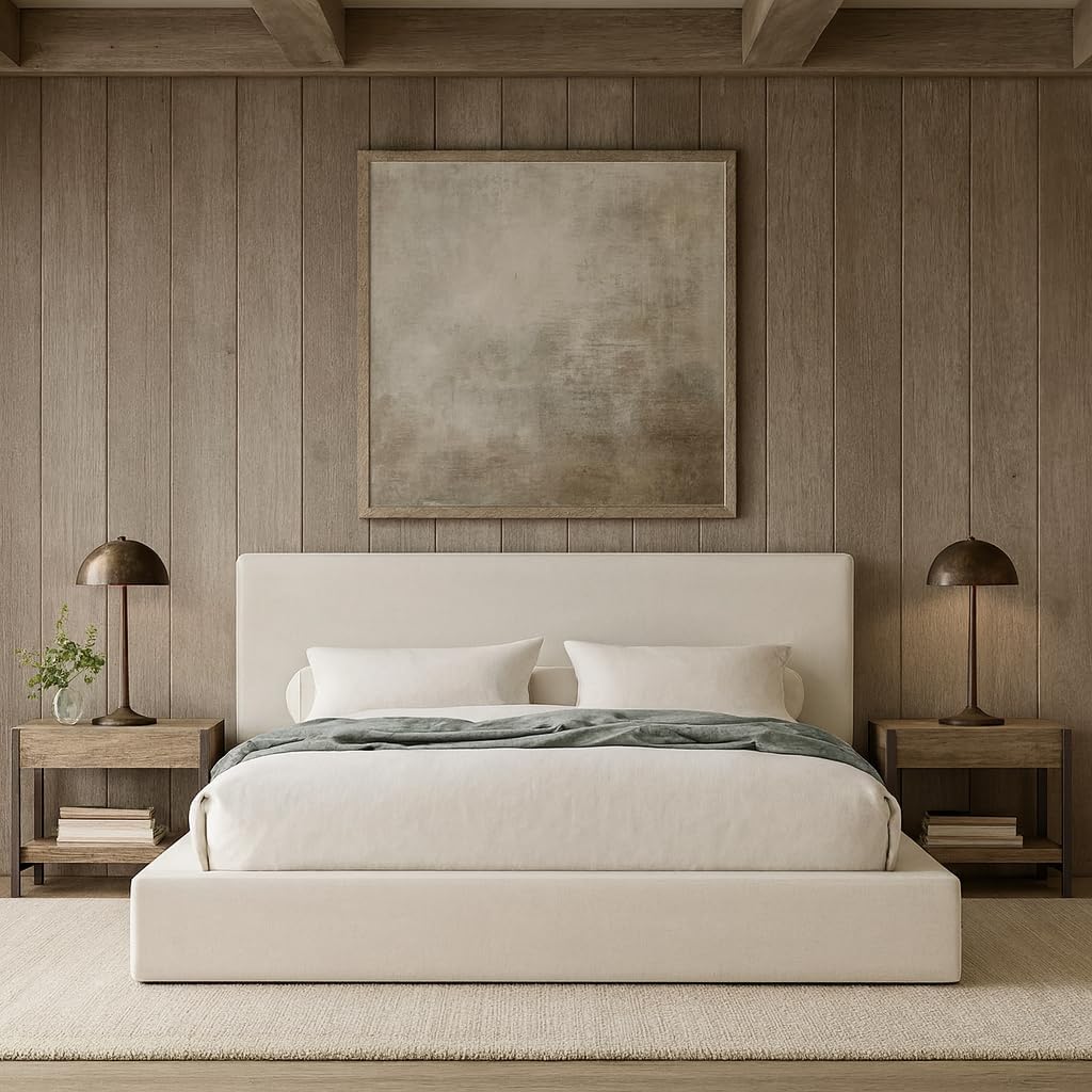 Square Bed Base, Queen, Brown Linen - Image 16