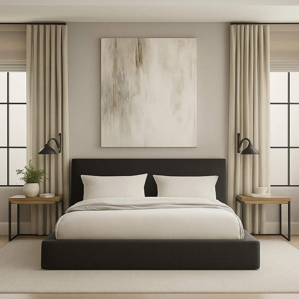 Square Bed Base, Queen, Brown Linen - Image 9