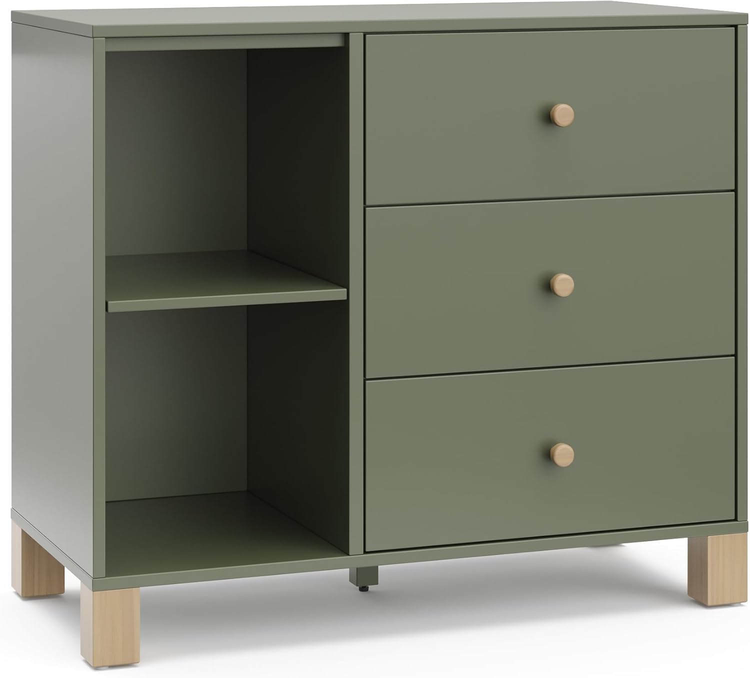 Storkcraft California Dresser, 6-Drawer, Olive/Driftwood - Image 9