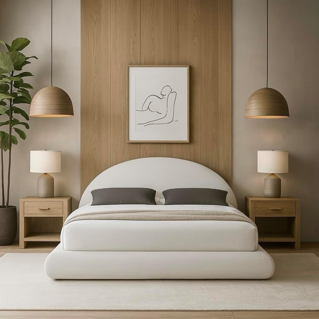 Round Bed Base, King, Brown Linen - Image 21