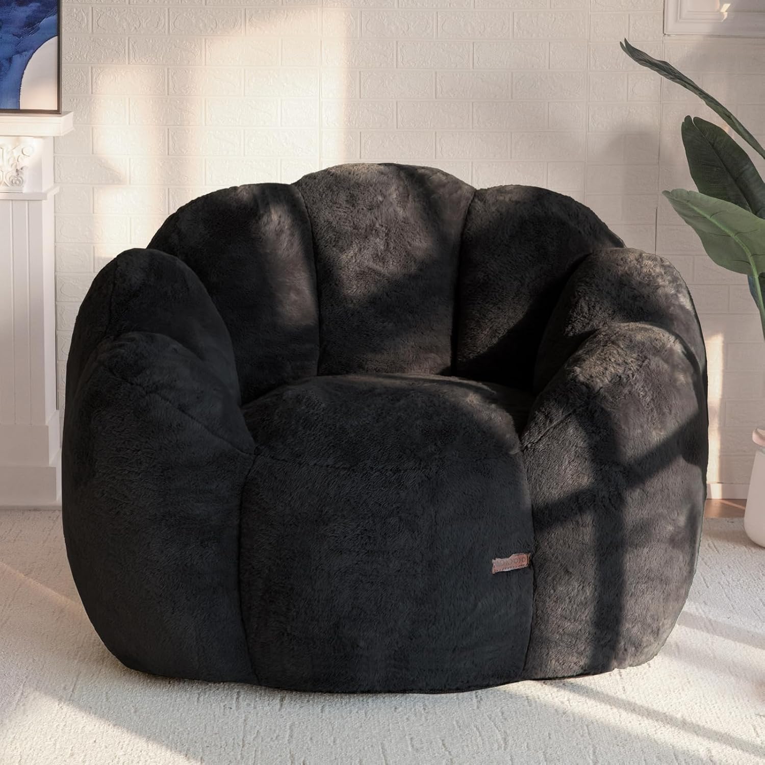 MAXYOYO Bean Bag Loveseat Chair, Faux Fur Beige - Image 7