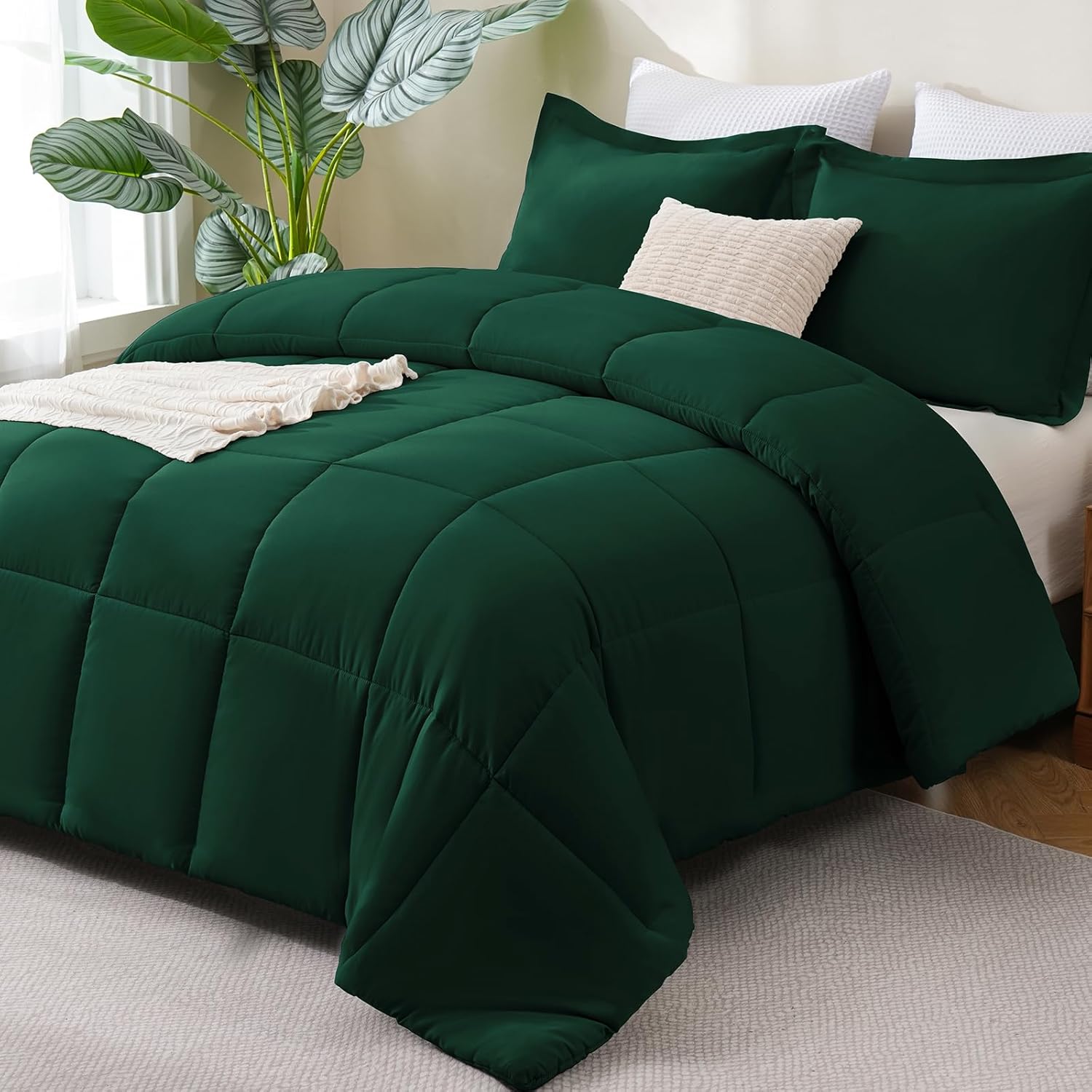 CozyLux Queen Comforter Set, 3-Piece, Dark Grey - Image 11