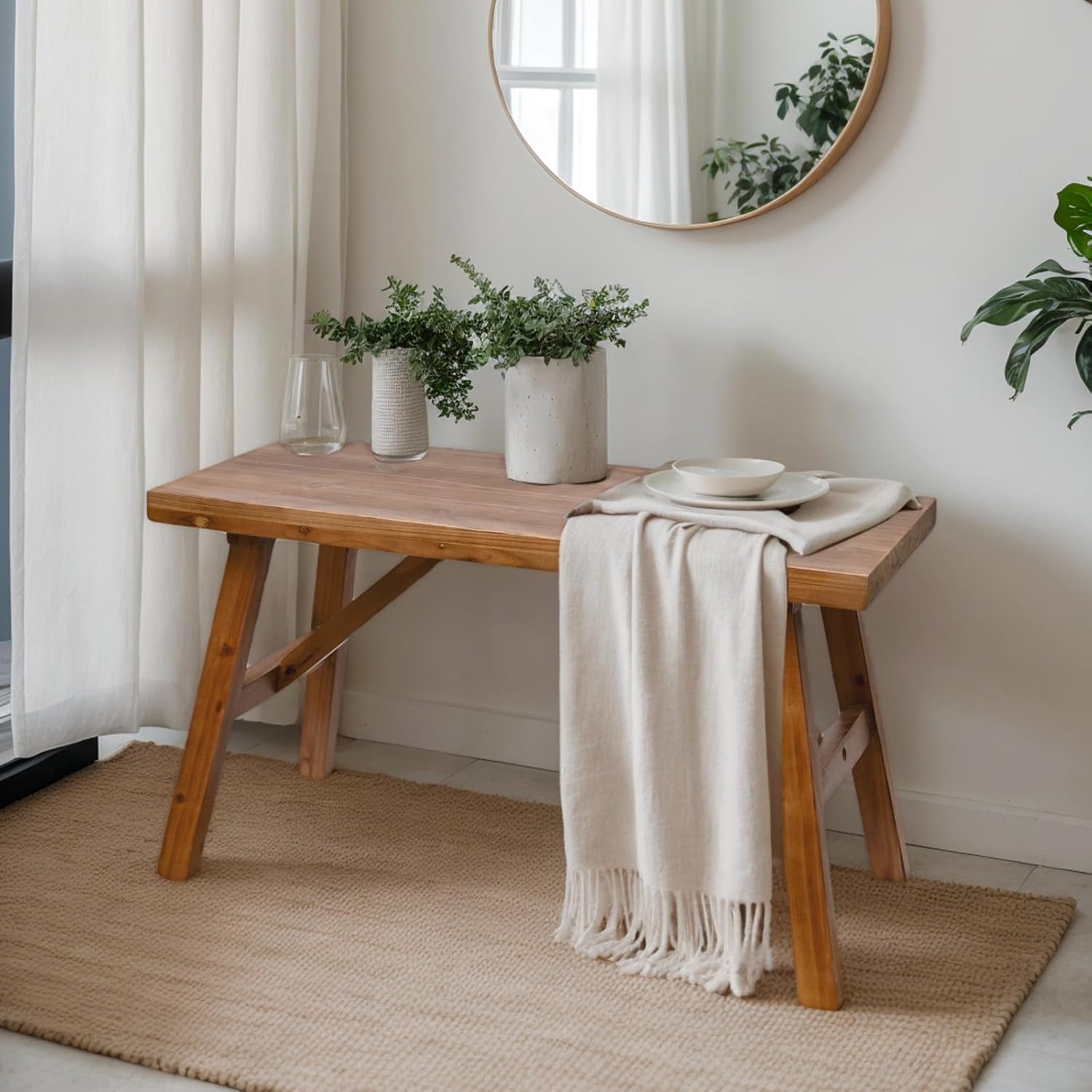 SwallowLiving Wood Entry Bench, 30", Natural - Image 2