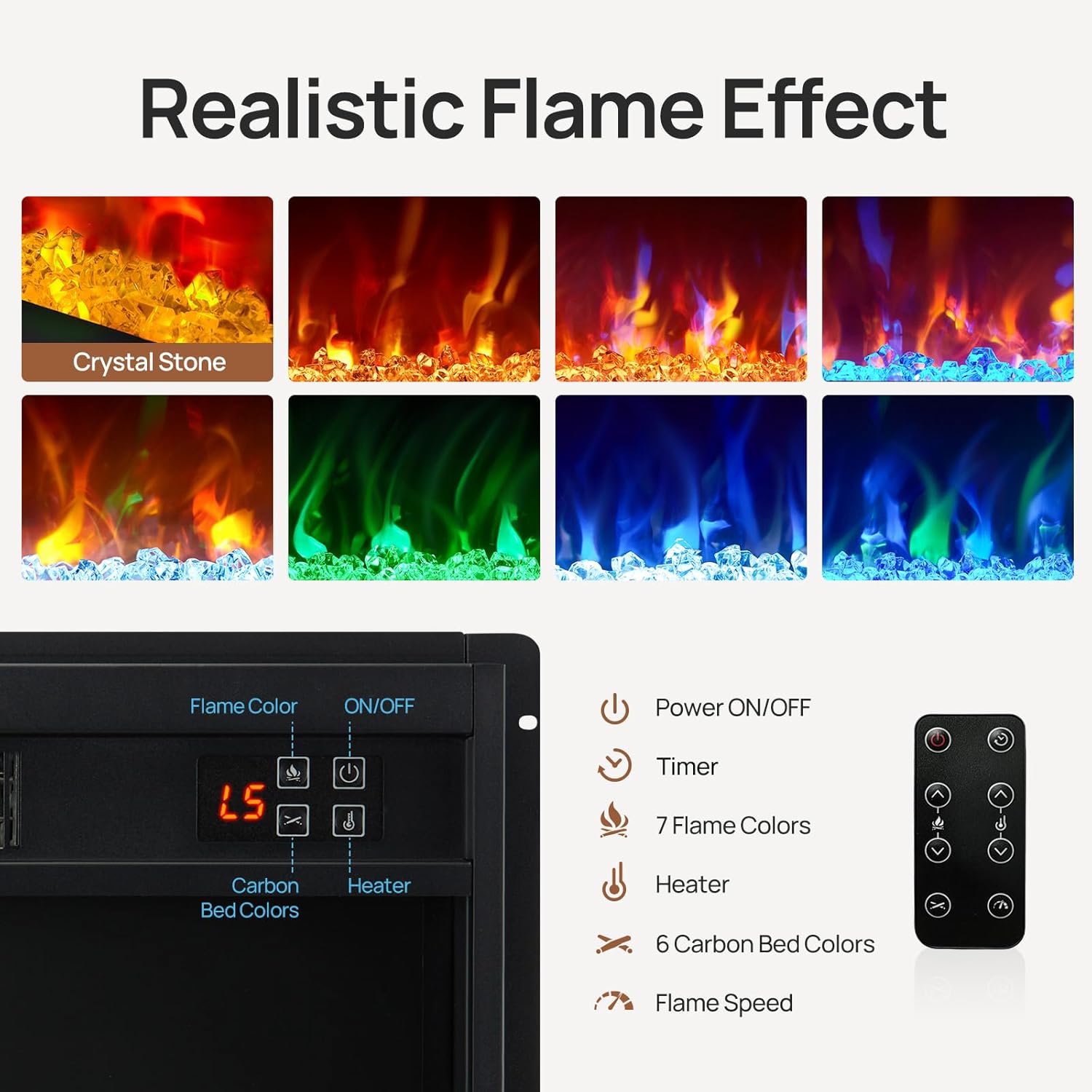 Rolanstar Fireplace TV Stand, White - Image 5