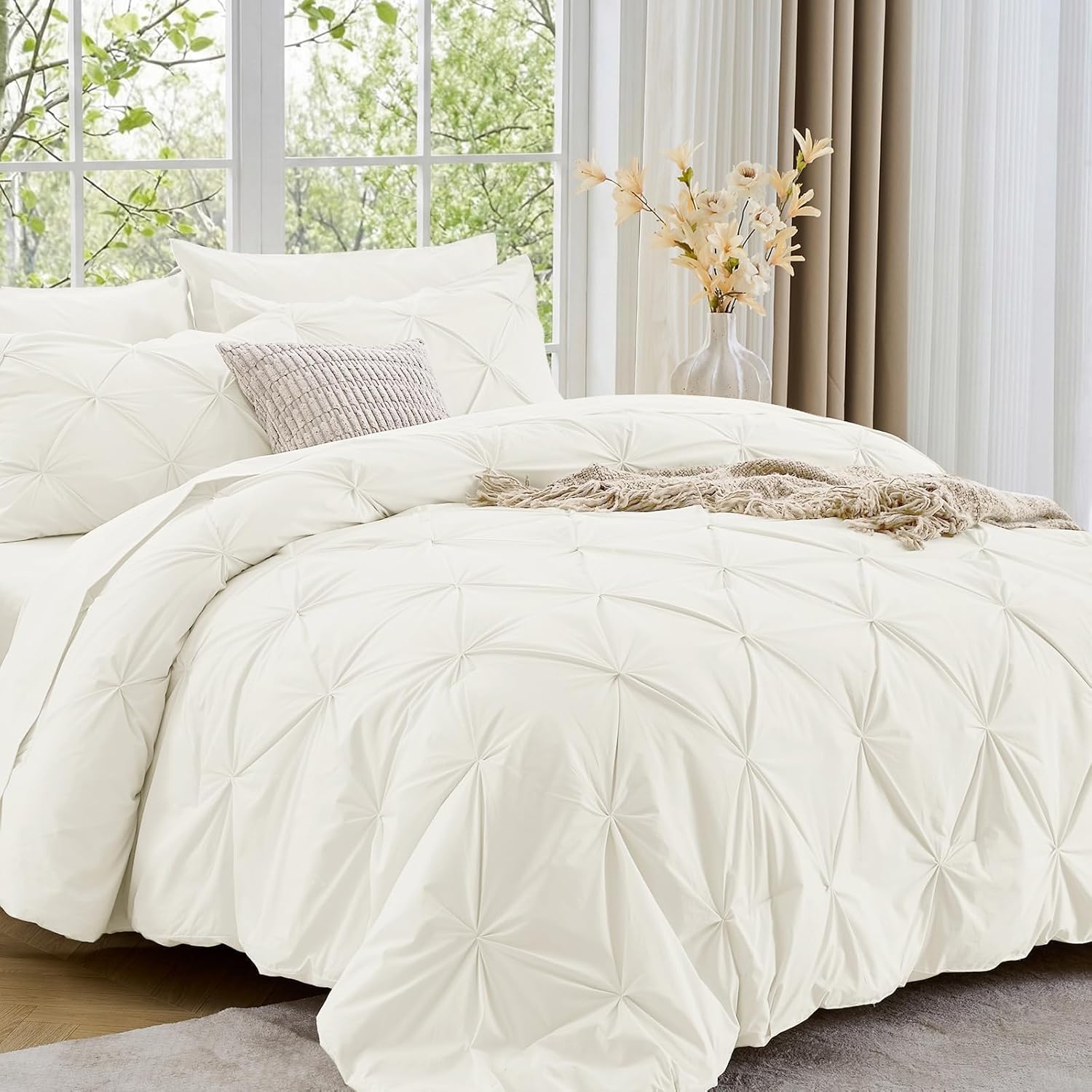 Sasttie Queen Comforter Set, 7-Piece, Beige - Image 26