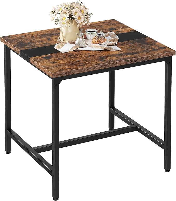 CHOEZON Square Dining Table, 29.5", Rustic Brown/Black - Image 3