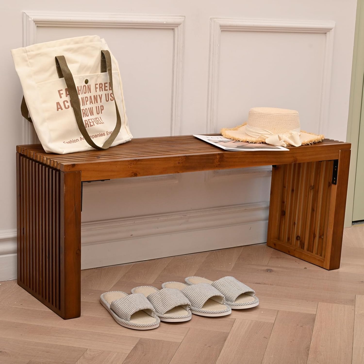 SwallowLiving Wood Entry Bench, 30", Natural - Image 3