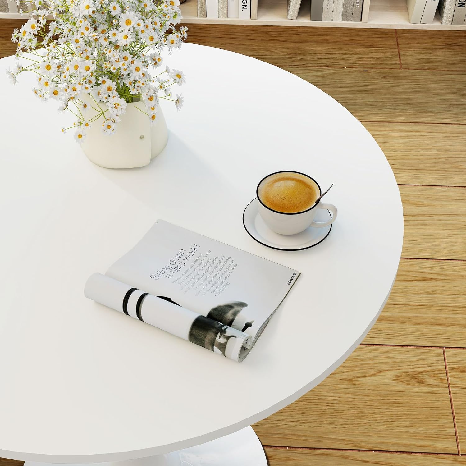 27.5" Round Tulip Table, White - Image 8