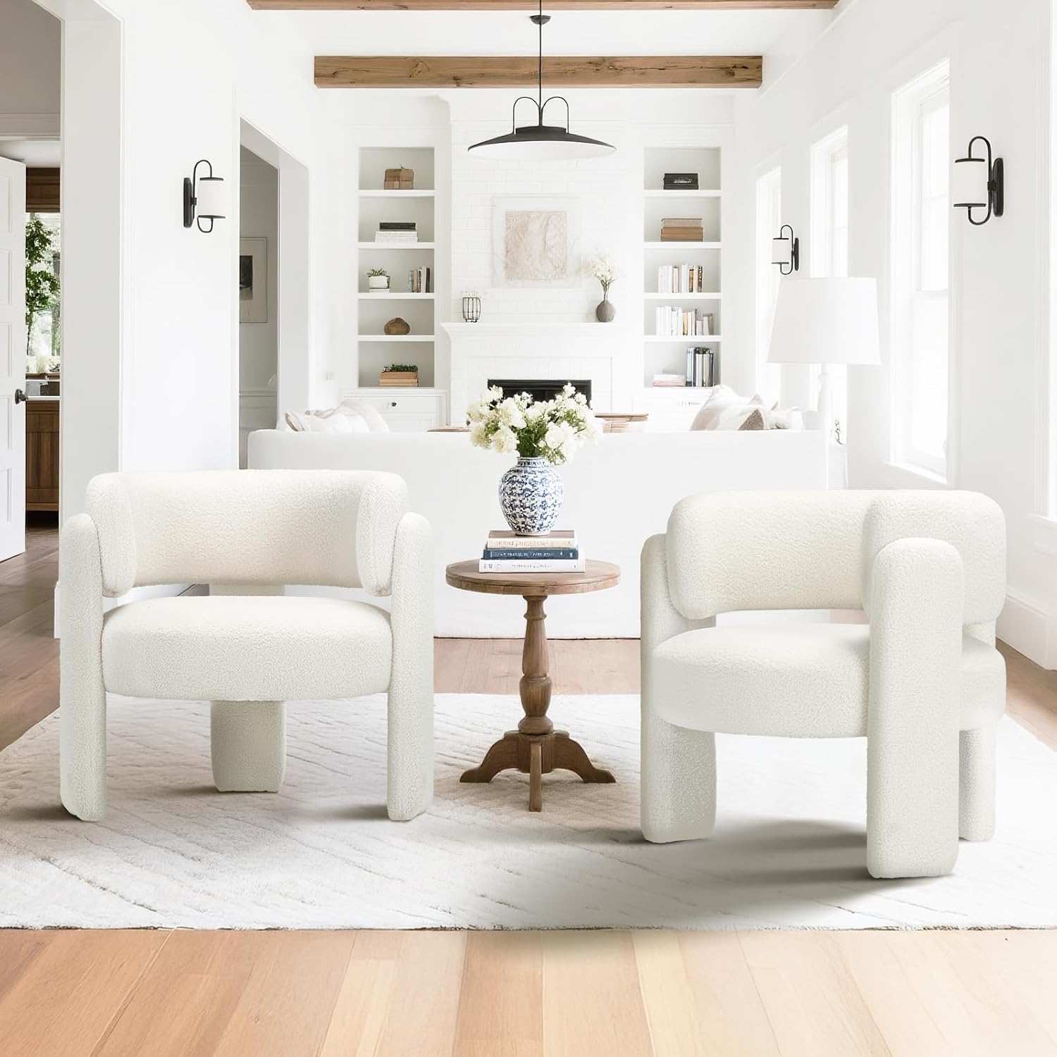 COLAMY Upholstered Barrel Chairs – Velvet, 2-Pack, Khaki - Image 3