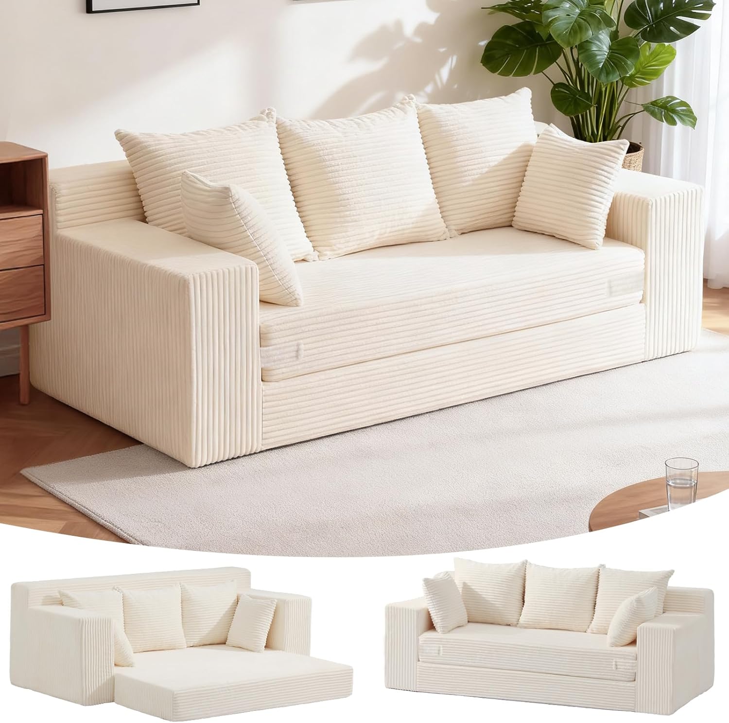 Oversized Boneless Sofa Bed, 3-Seater Gray - Image 9
