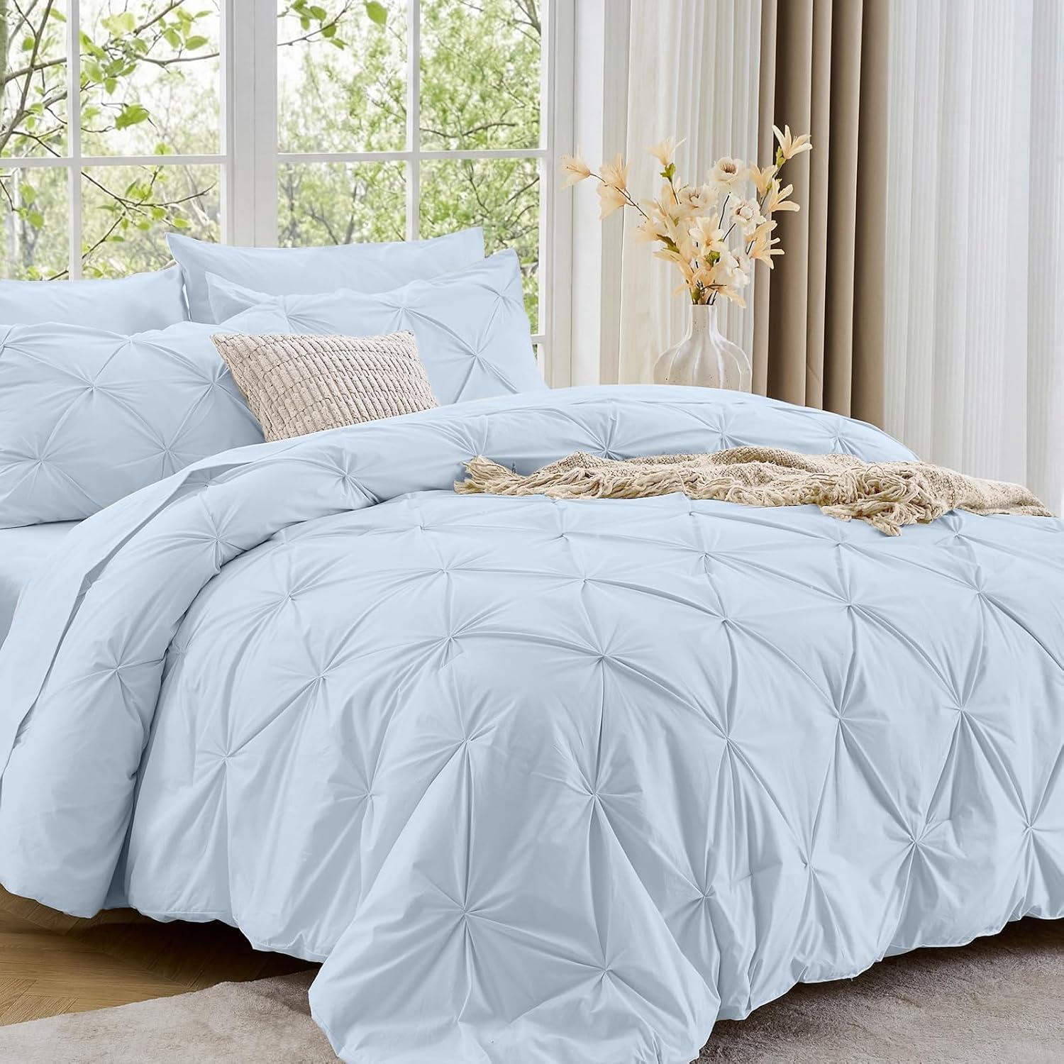 Sasttie Queen Comforter Set, 7-Piece, Beige - Image 23