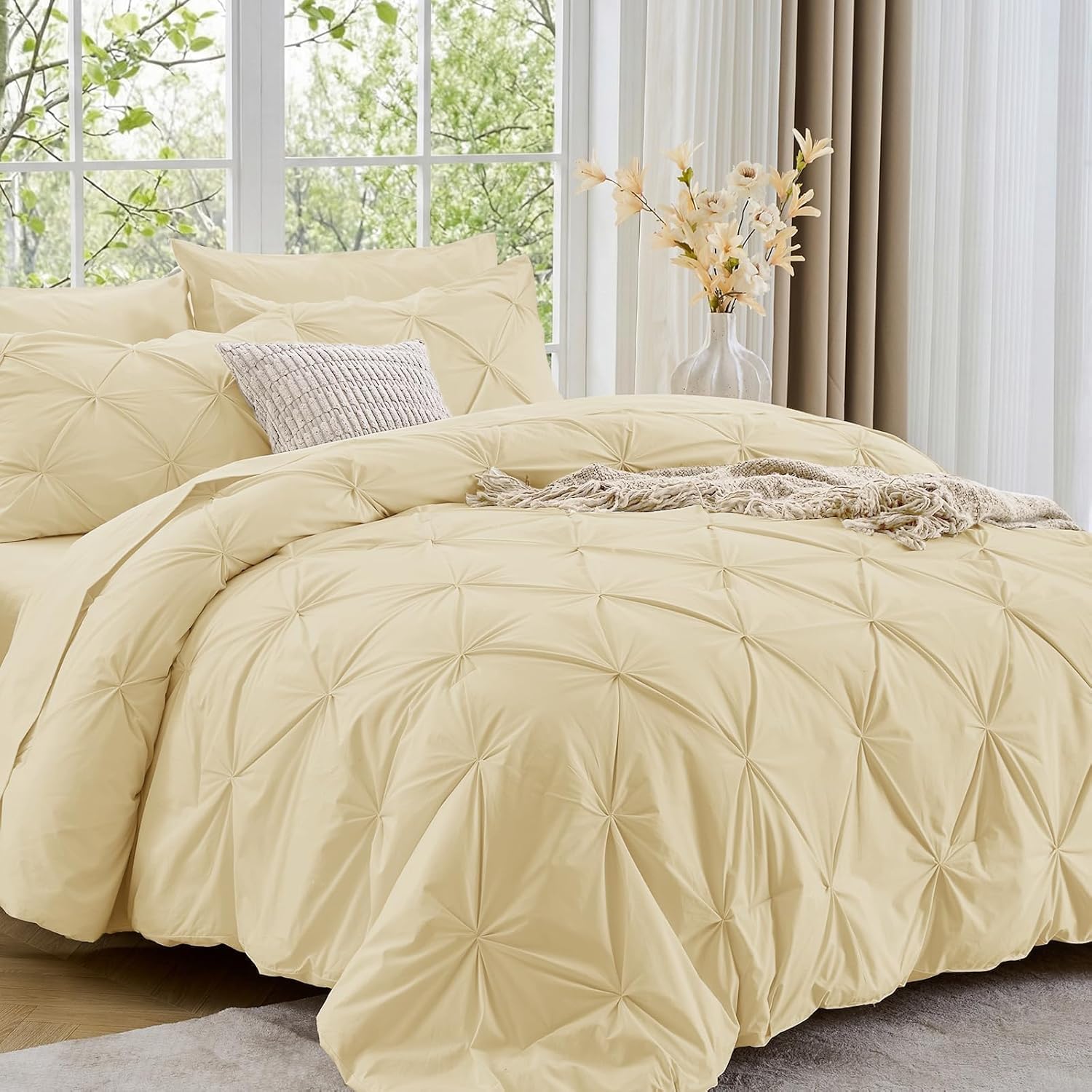 Sasttie Queen Comforter Set, 7-Piece, Beige - Image 20
