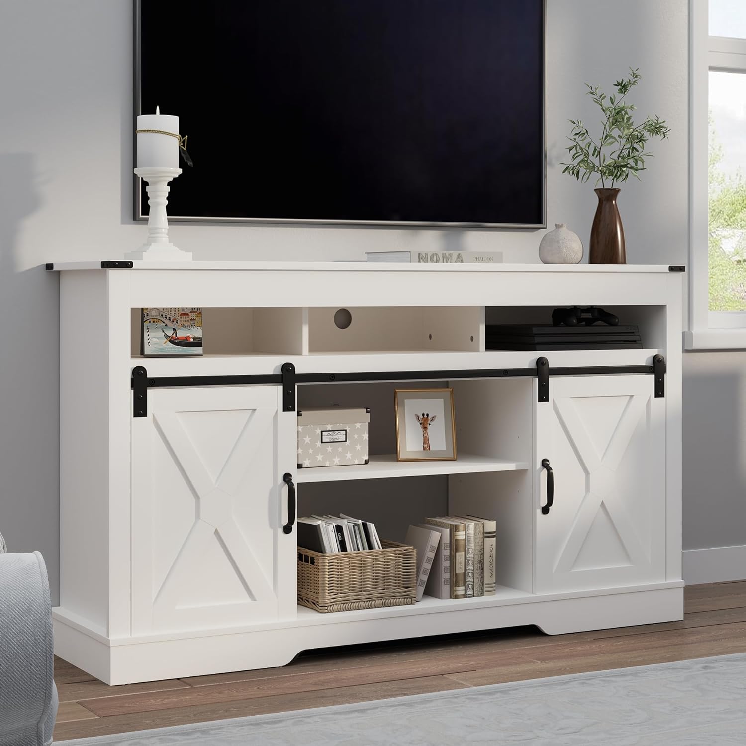 RoyalCraft Fireplace TV Stand, Light Grey - Image 4