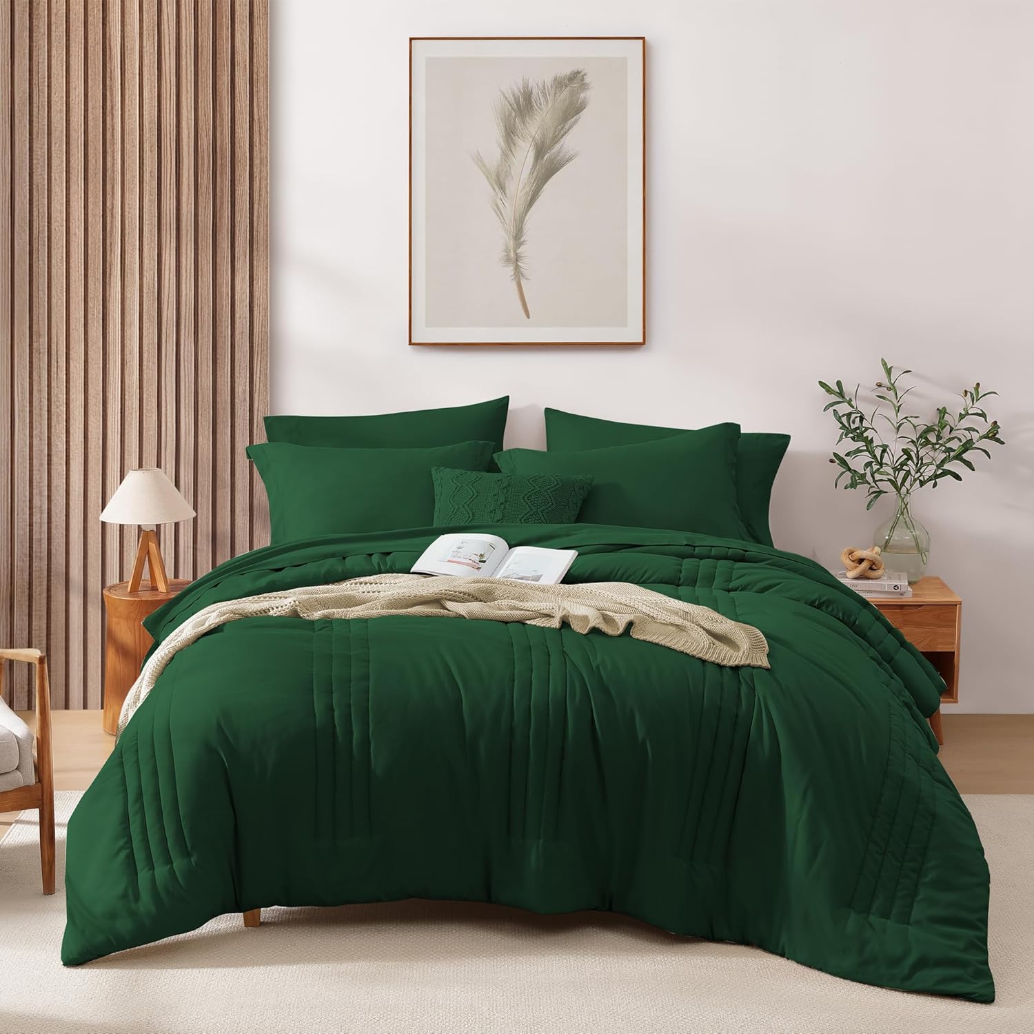 Monbix Queen Comforter Set, 7-Piece, Sage Green - Image 33
