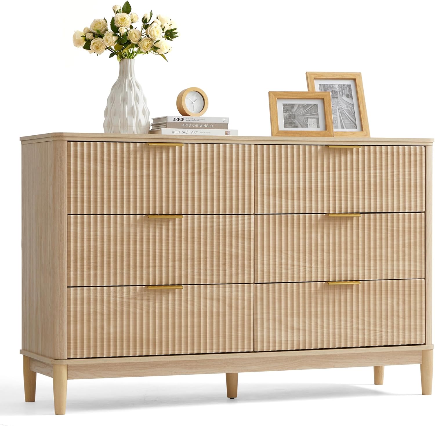 LINSY Fluted Dresser, 9-Drawer, Oak - Image 5