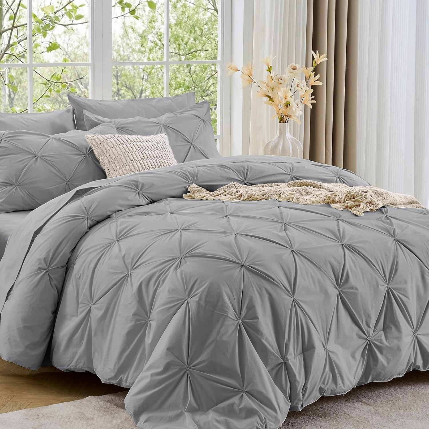 Sasttie Queen Comforter Set, 7-Piece, Beige - Image 41