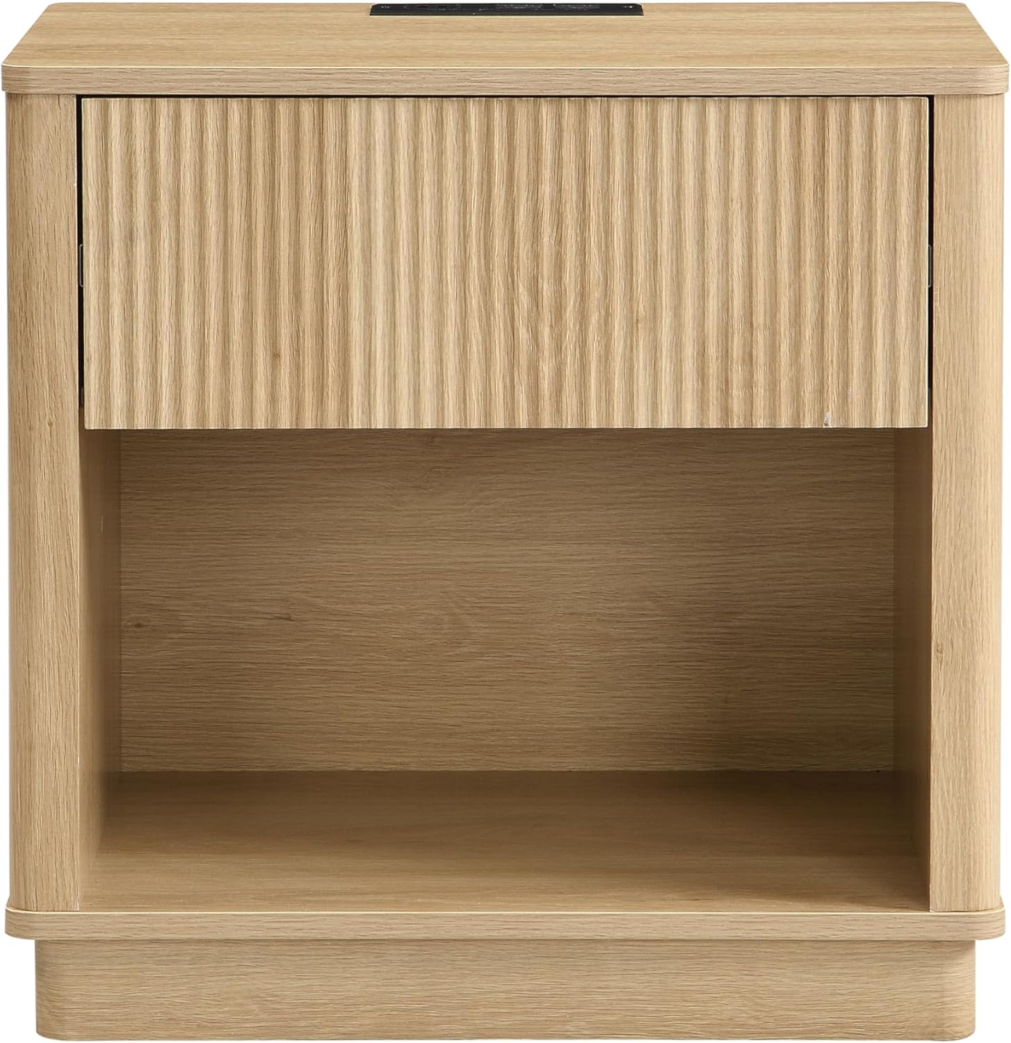 Merax Nightstand Set of 2, Charging Station, Natural - Image 4