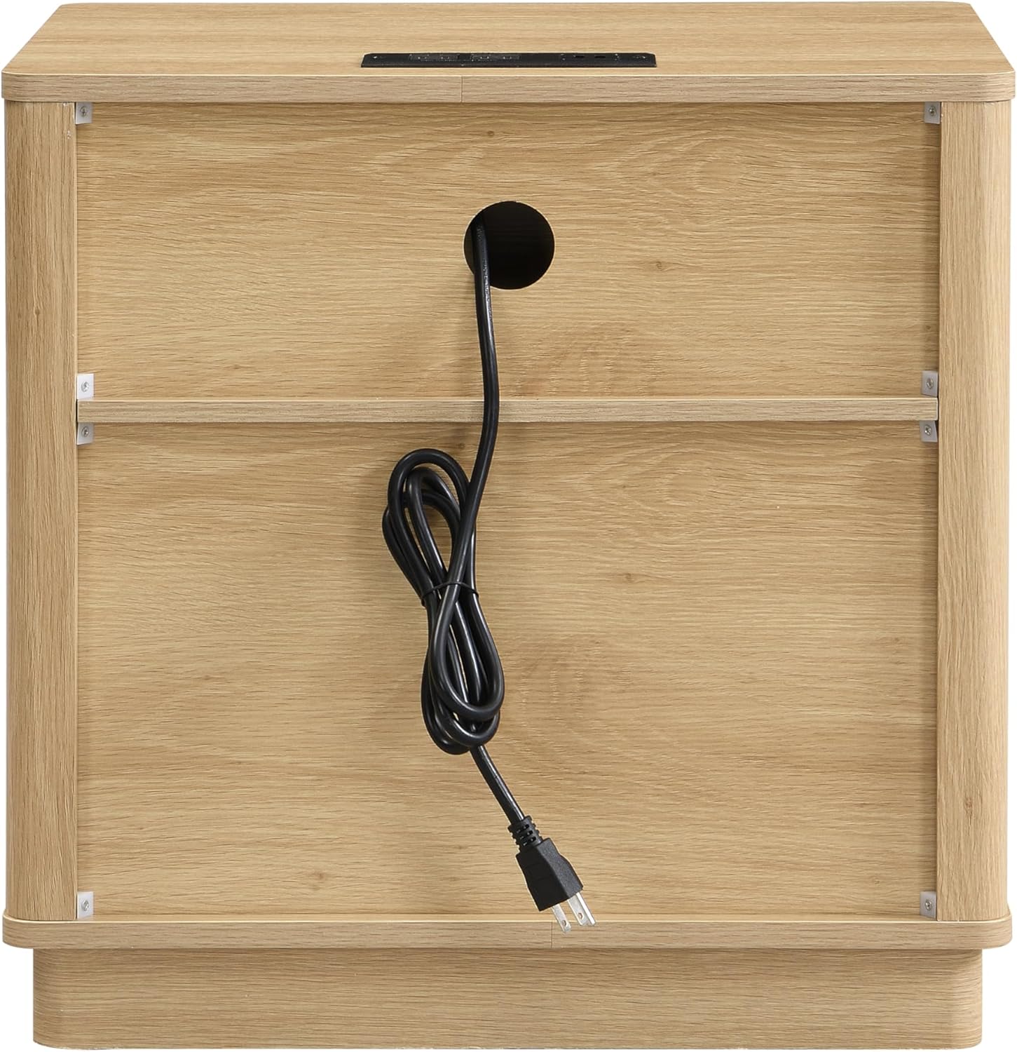 Merax Nightstand Set of 2, Charging Station, Natural - Image 7