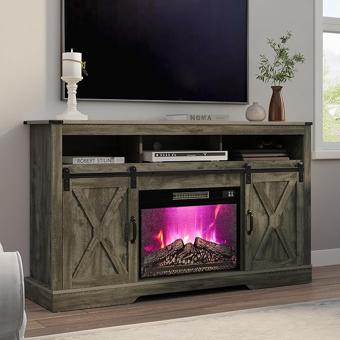 RoyalCraft Fireplace TV Stand, Light Grey - Image 17