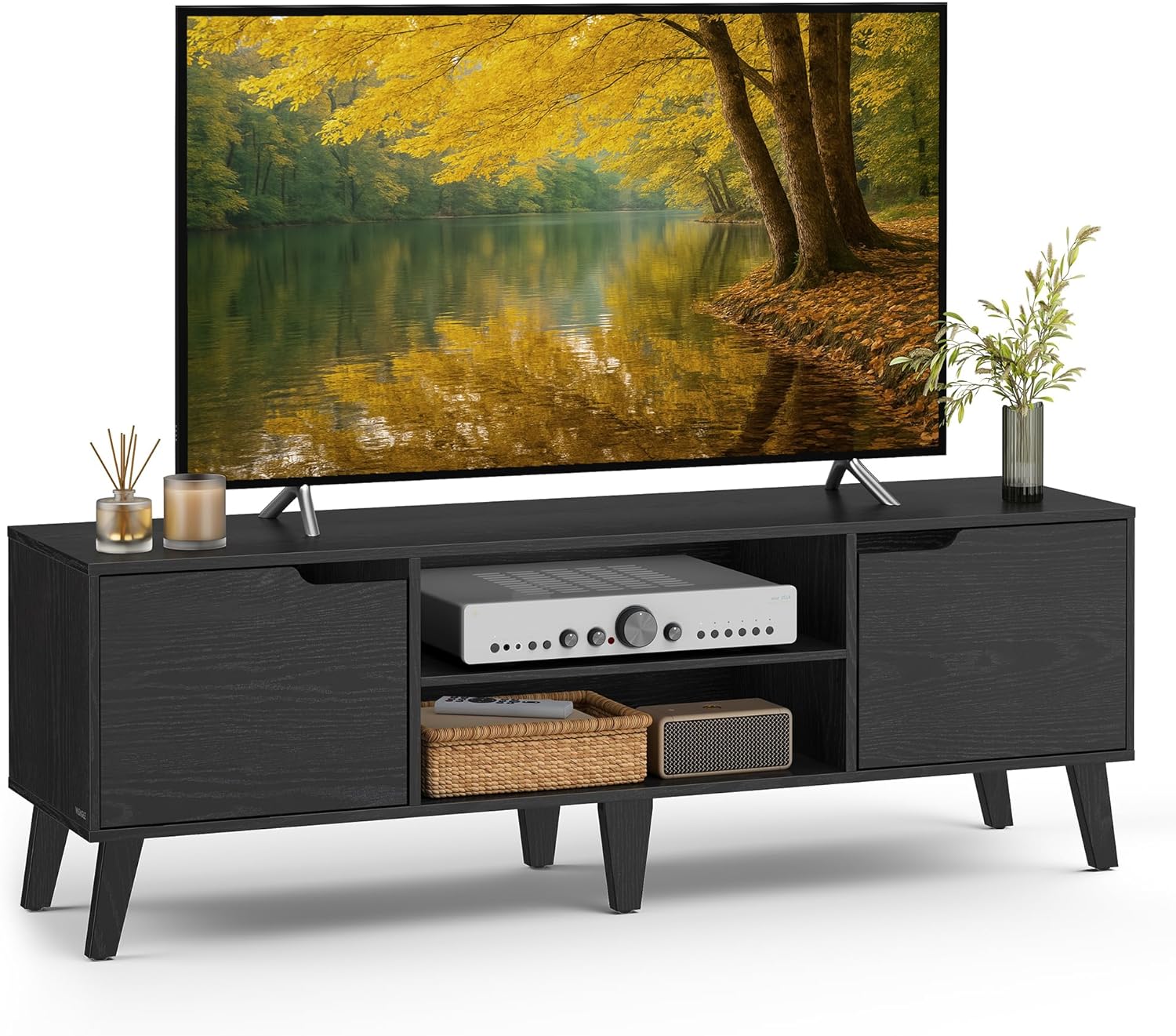 VASAGLE TV Stand, 58", Honey Brown - Image 4