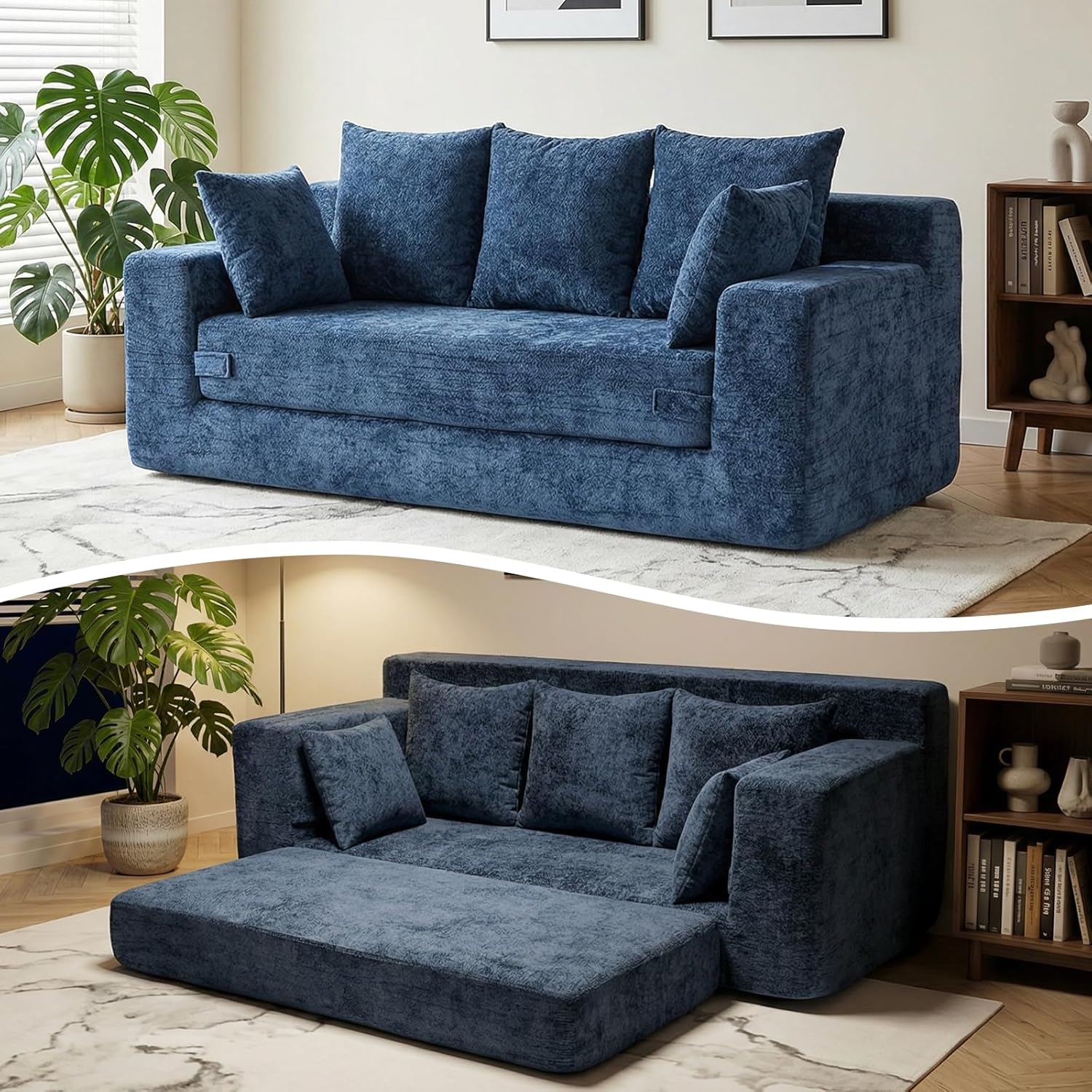 Oversized Boneless Sofa Bed, 3-Seater Gray - Image 6