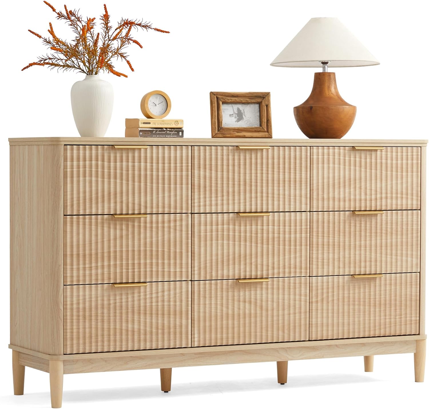 LINSY Fluted Dresser, 9-Drawer, Oak - Image 2
