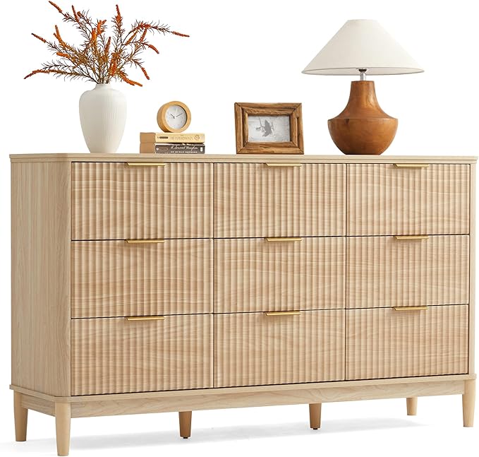 LINSY Fluted Dresser, 9-Drawer, Oak - Image 7