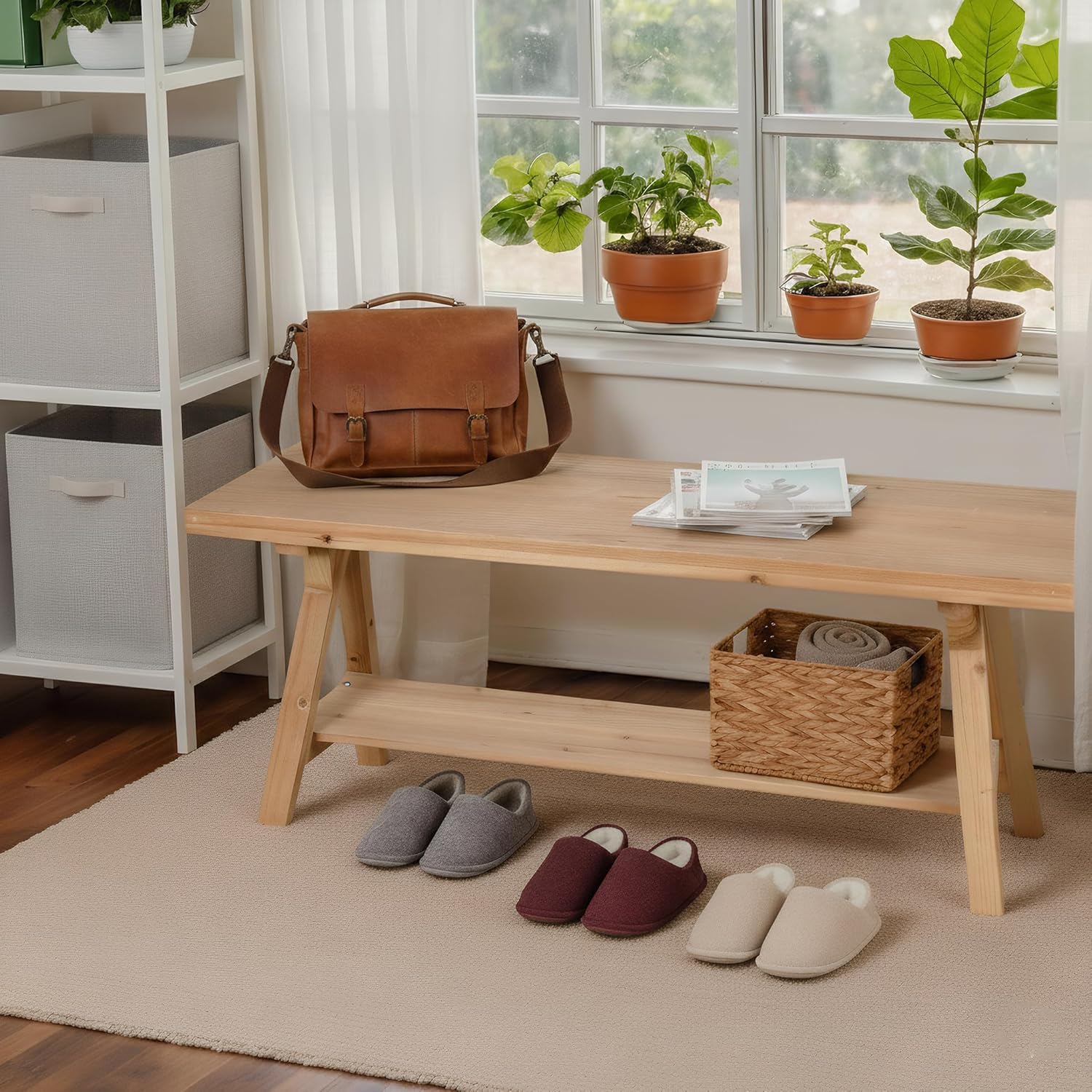 SwallowLiving Wood Entry Bench, 30", Natural - Image 7