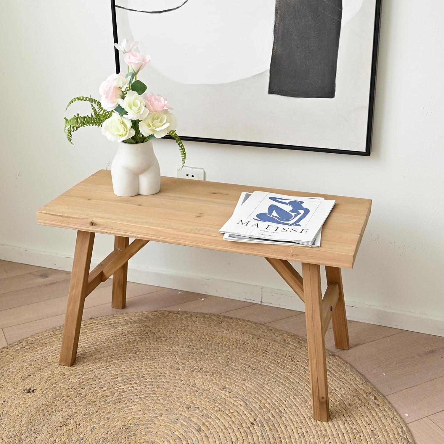 SwallowLiving Wood Entry Bench, 30", Natural - Image 4