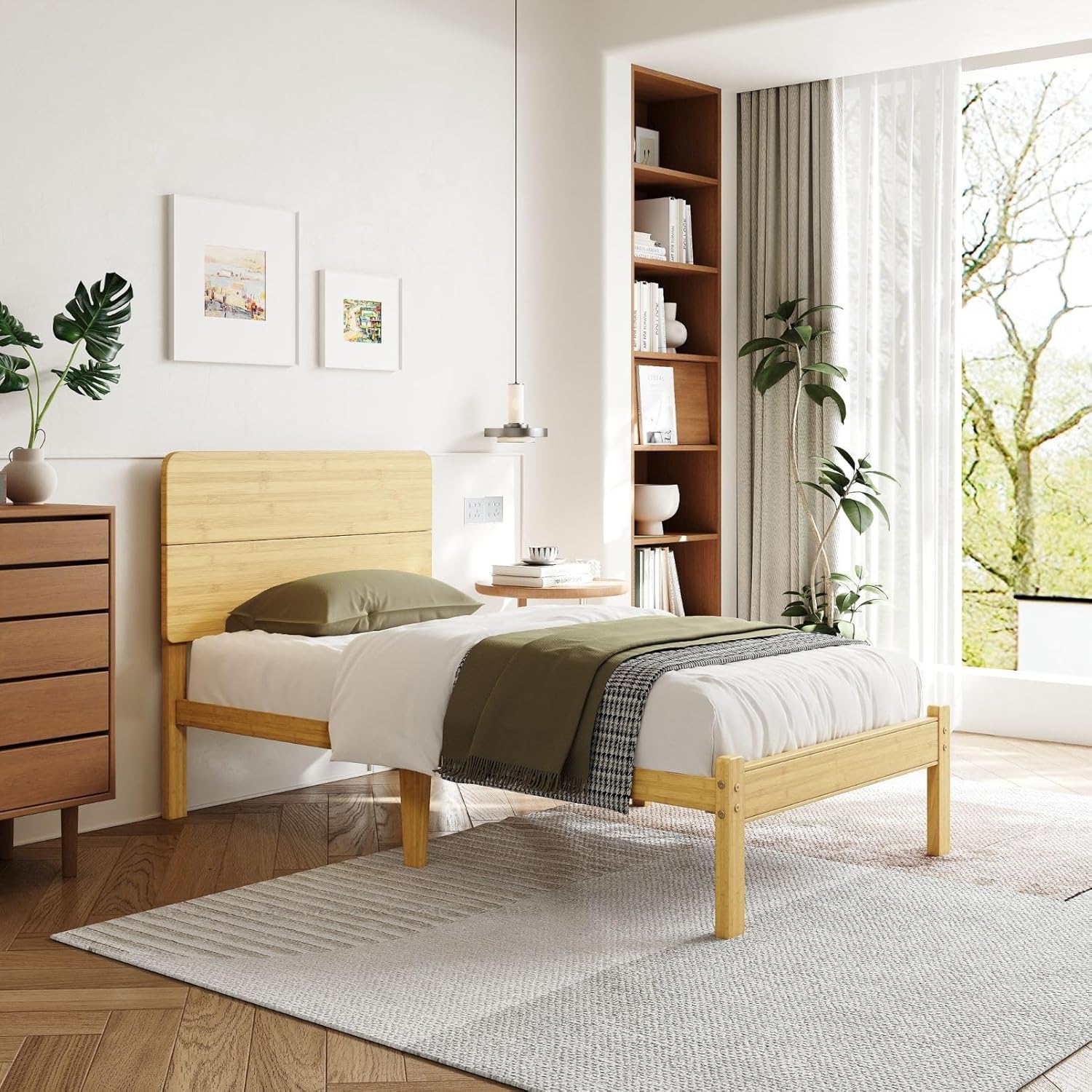 Queen Bamboo Bed Frame, 14", Natural - Image 6