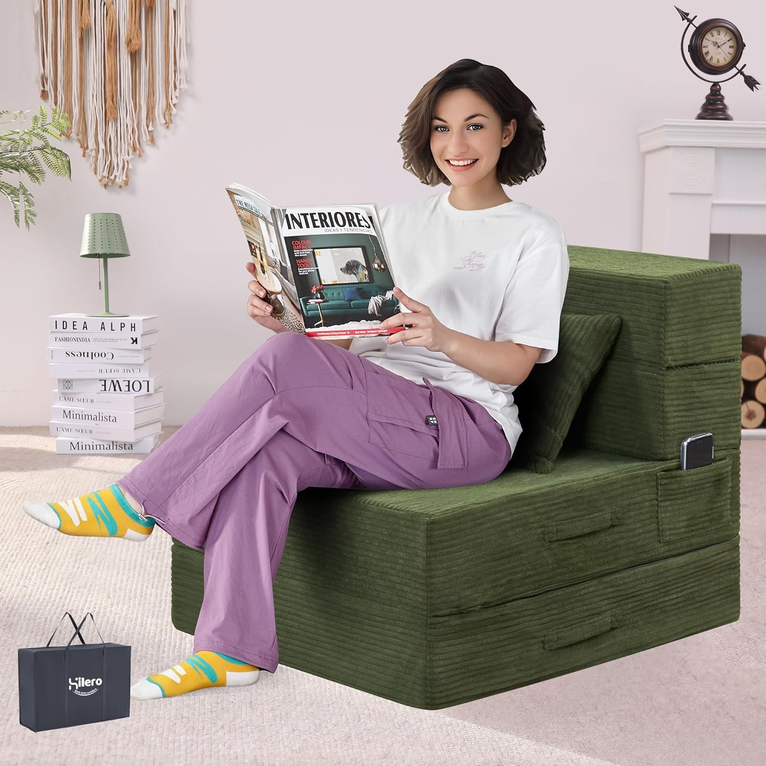 4-in-1 Folding Sofa Bed – Memory Foam Sleeper Chair, Black Grey - Image 2