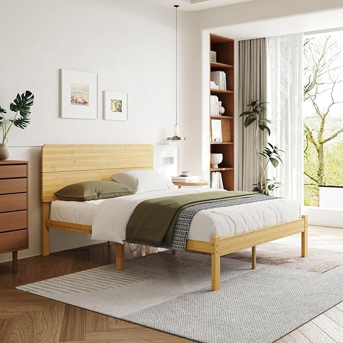 Queen Bamboo Bed Frame, 14", Natural - Image 7