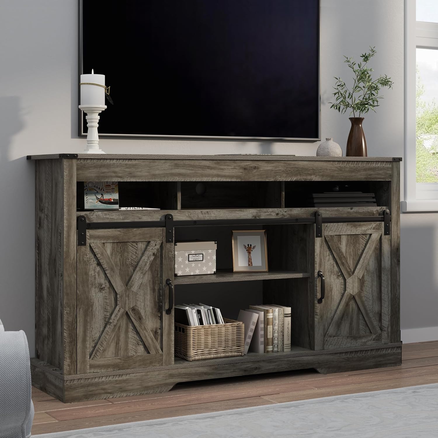 RoyalCraft Fireplace TV Stand, Light Grey - Image 15