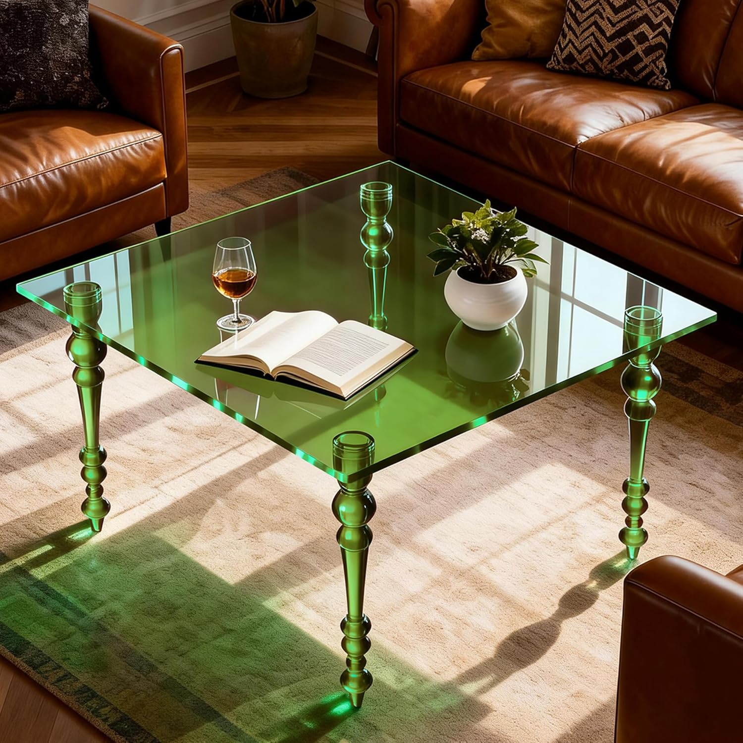 Acrylic Square Coffee Table, Clear Mid-Century Modern - Image 3