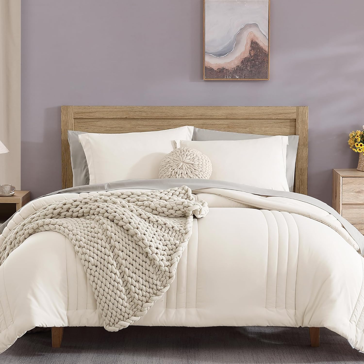 Monbix Queen Comforter Set, 7-Piece, Sage Green - Image 27