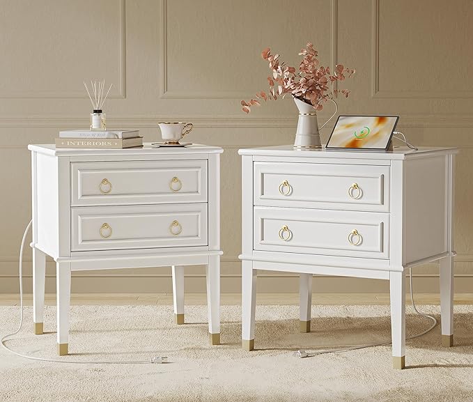 Huuger Nightstand Set of 2, 27.6", White - Image 3
