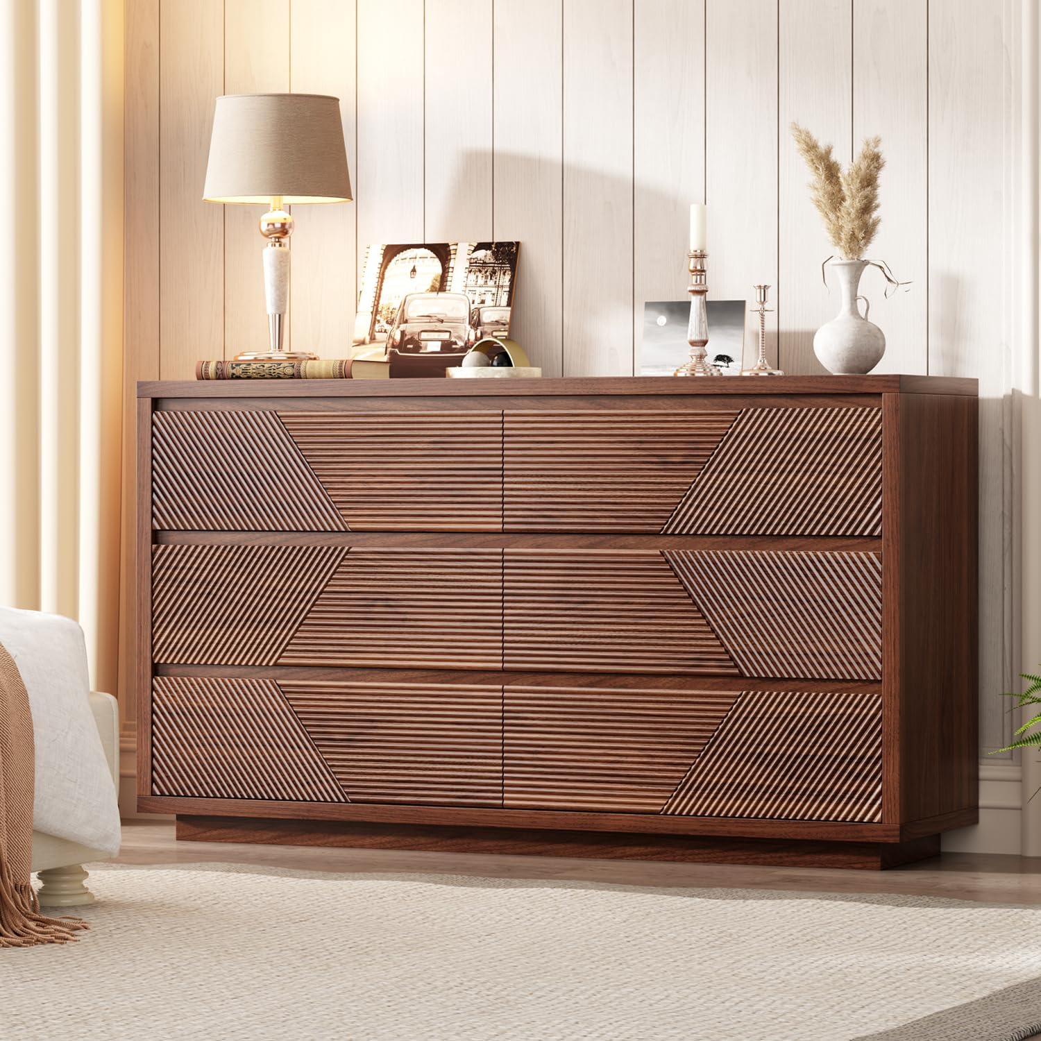 Ieejdn Fluted Dresser, 9-Drawer, Chestnut - Image 5