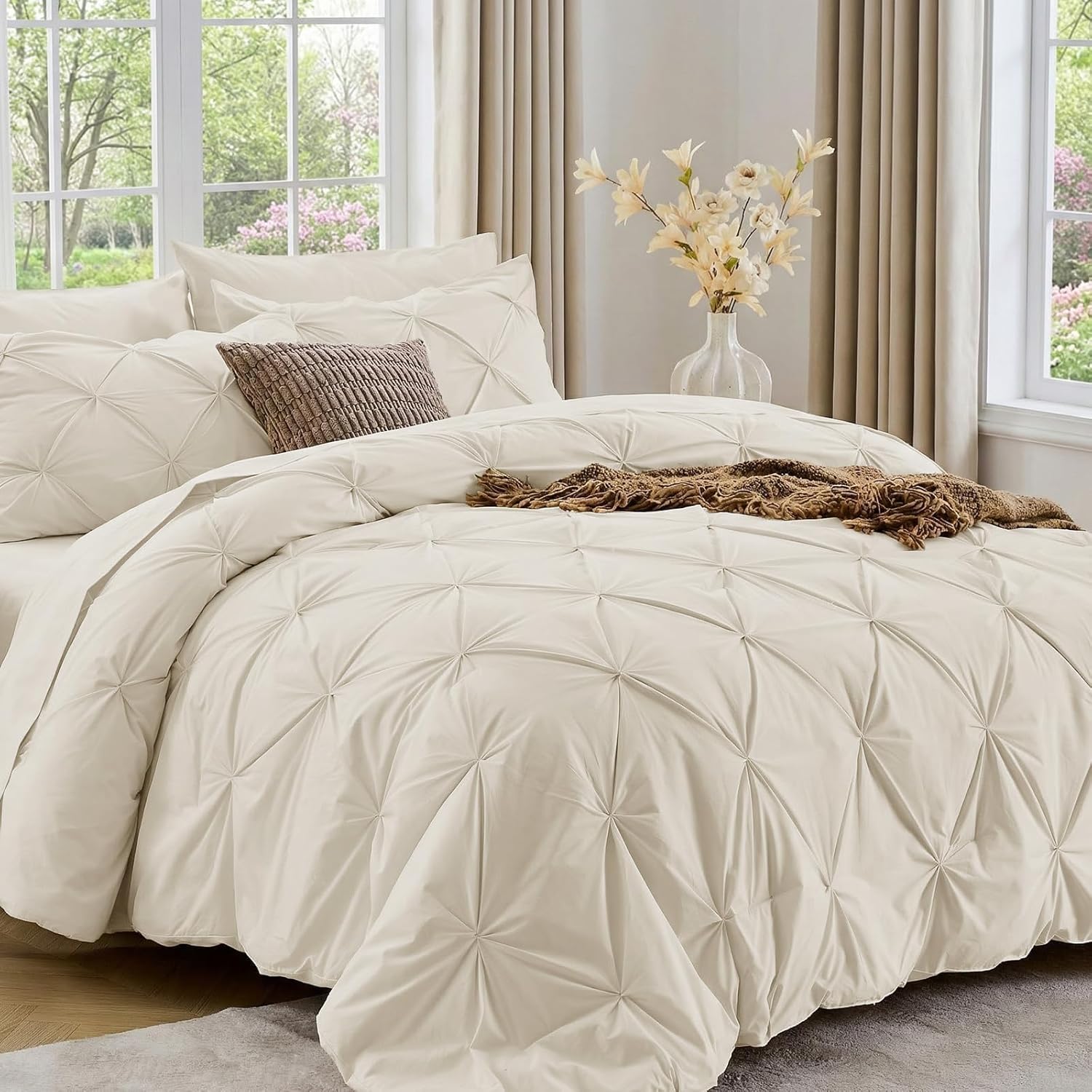 Sasttie Queen Comforter Set, 7-Piece, Beige - Image 27