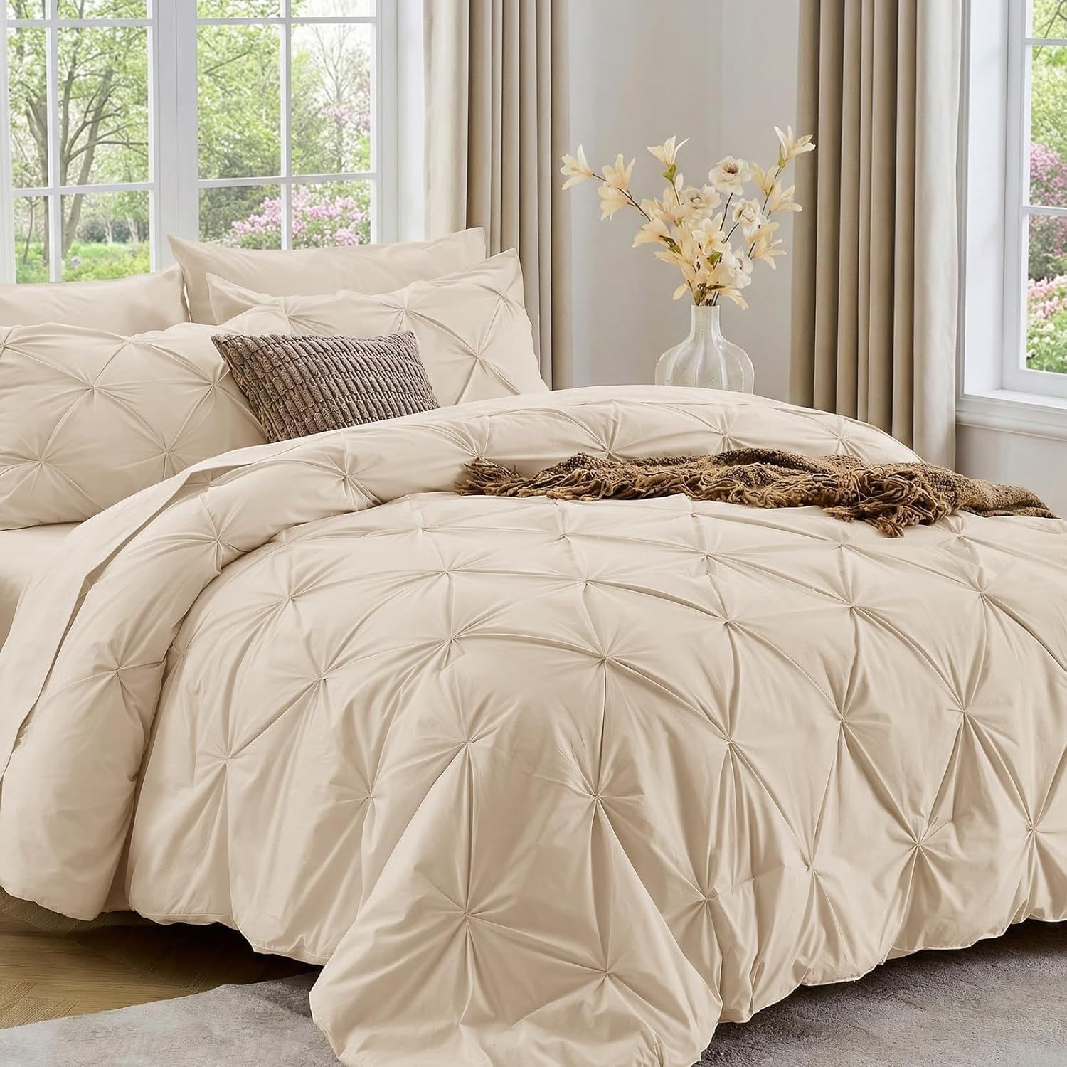 Sasttie Queen Comforter Set, 7-Piece, Beige - Image 38