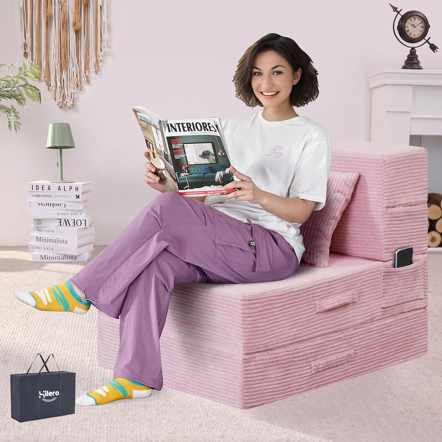 4-in-1 Folding Sofa Bed – Memory Foam Sleeper Chair, Black Grey - Image 10