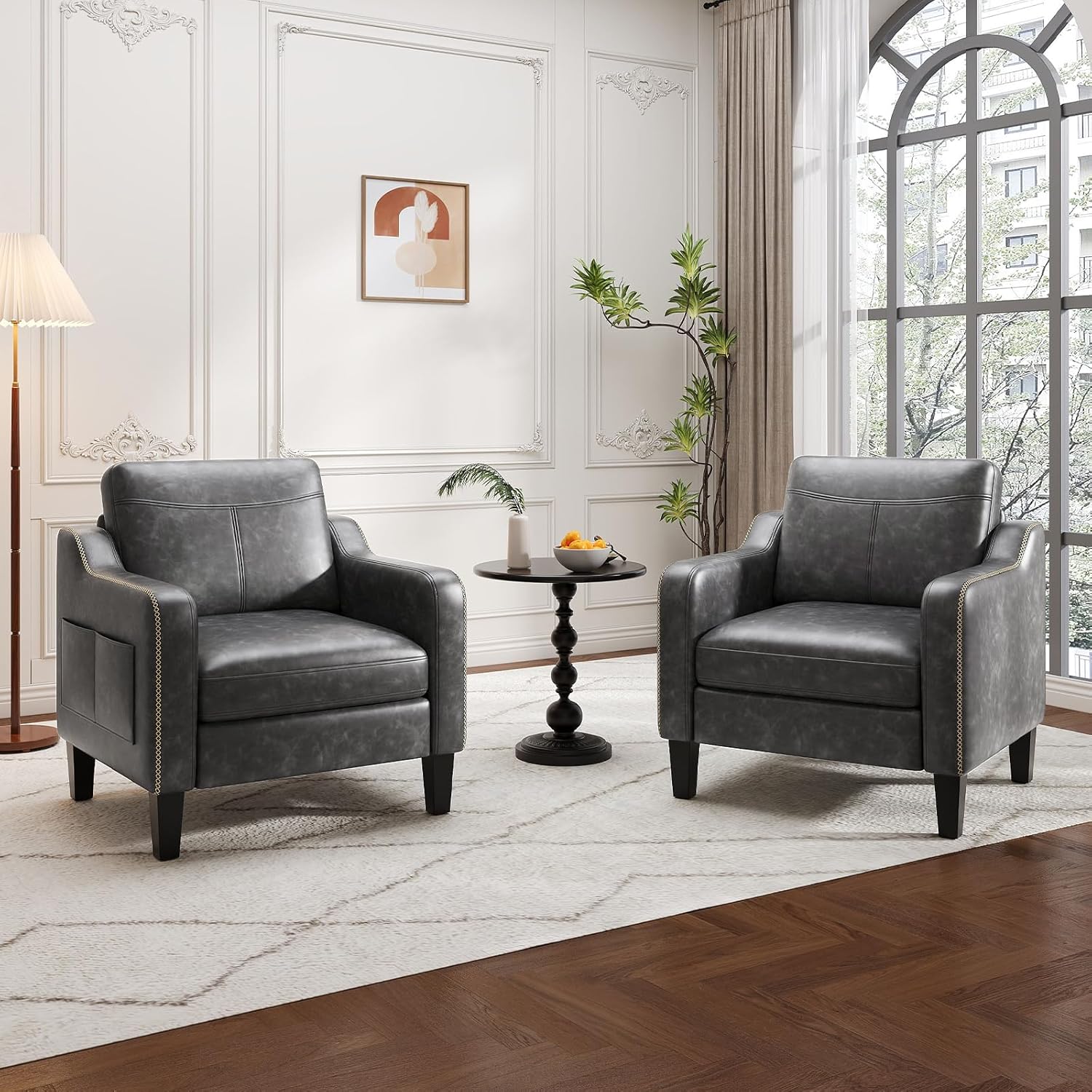 MALOL PU Leather Accent Chairs, 2-Pack, Brown - Image 5