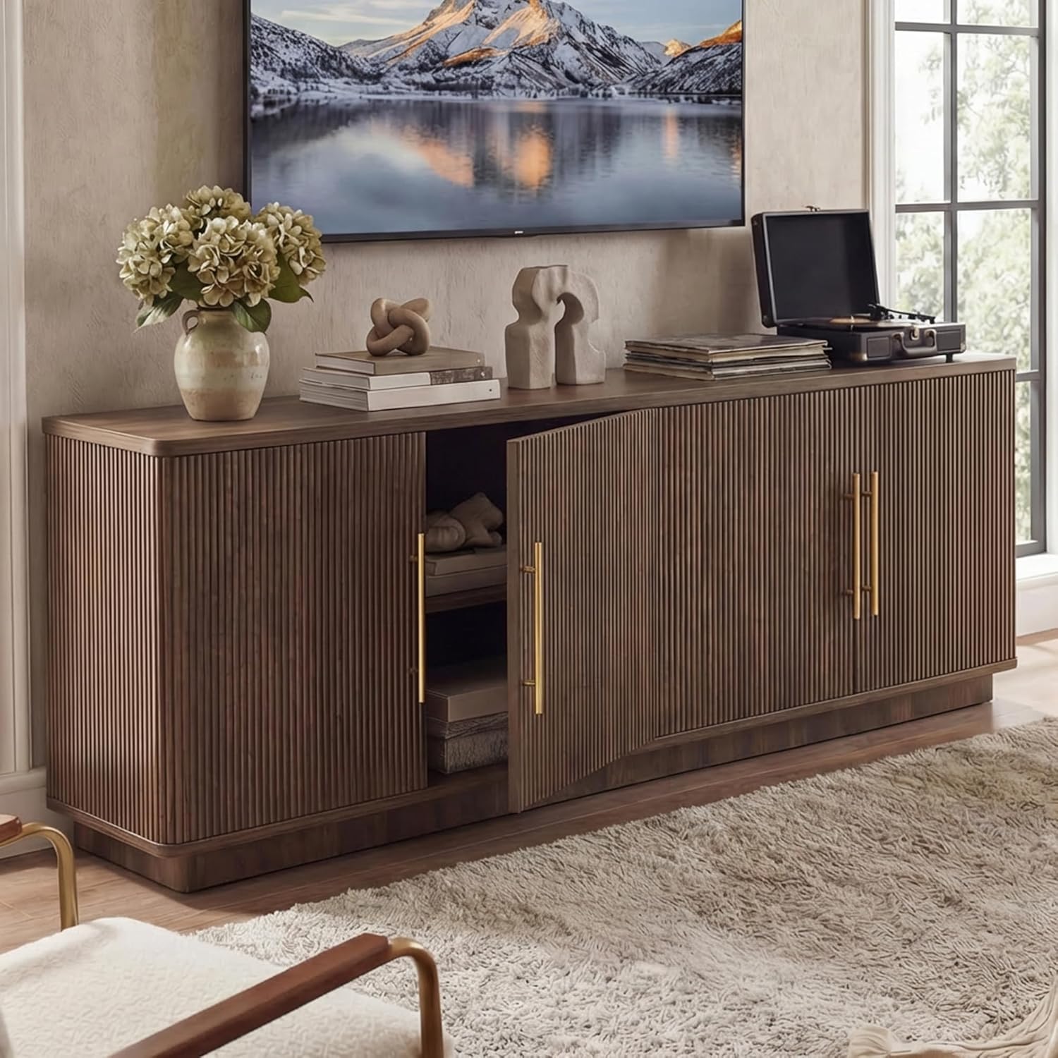 YITAHOME TV Stand, 70", Natural Oak - Image 2