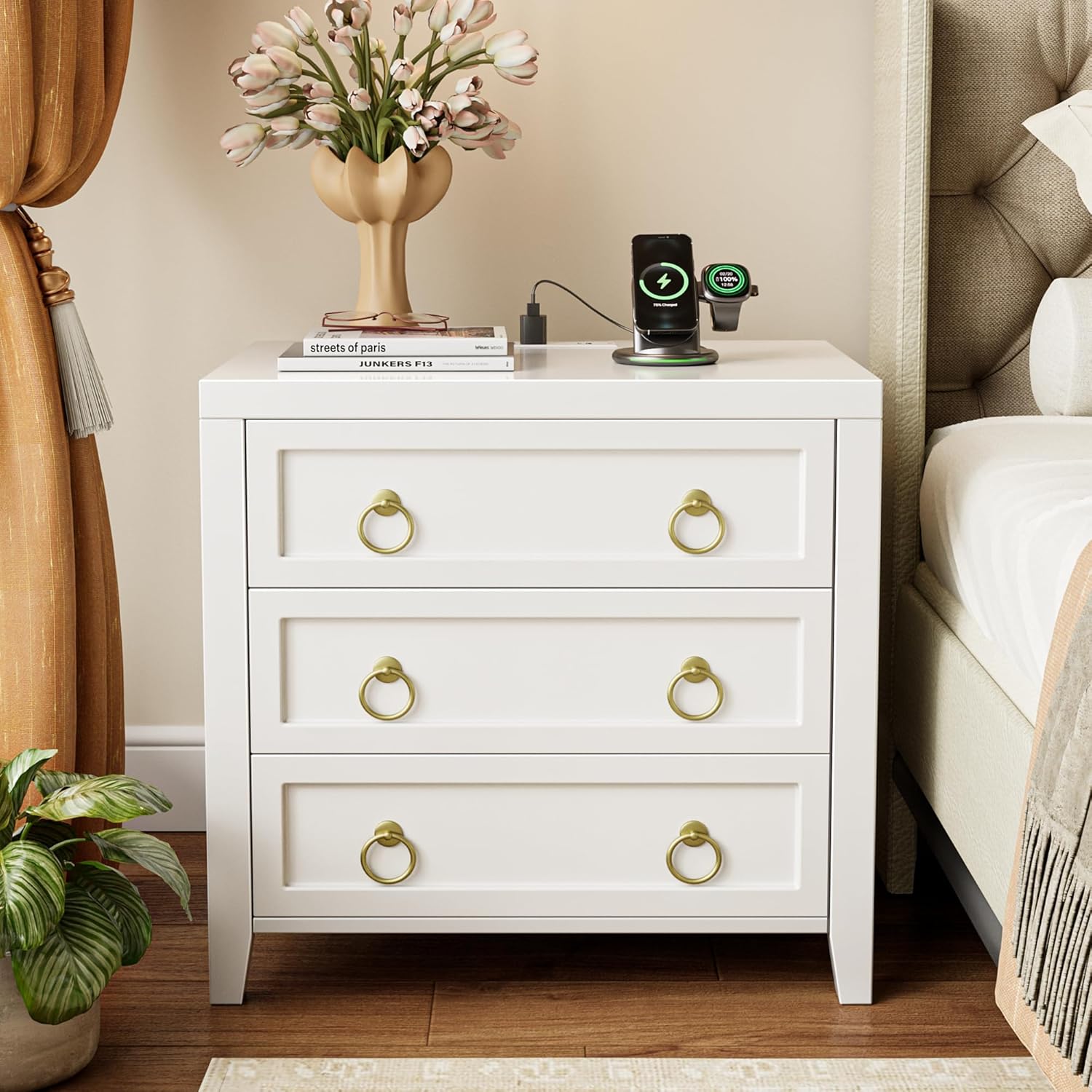 Huuger Nightstand Set of 2, White - Image 4