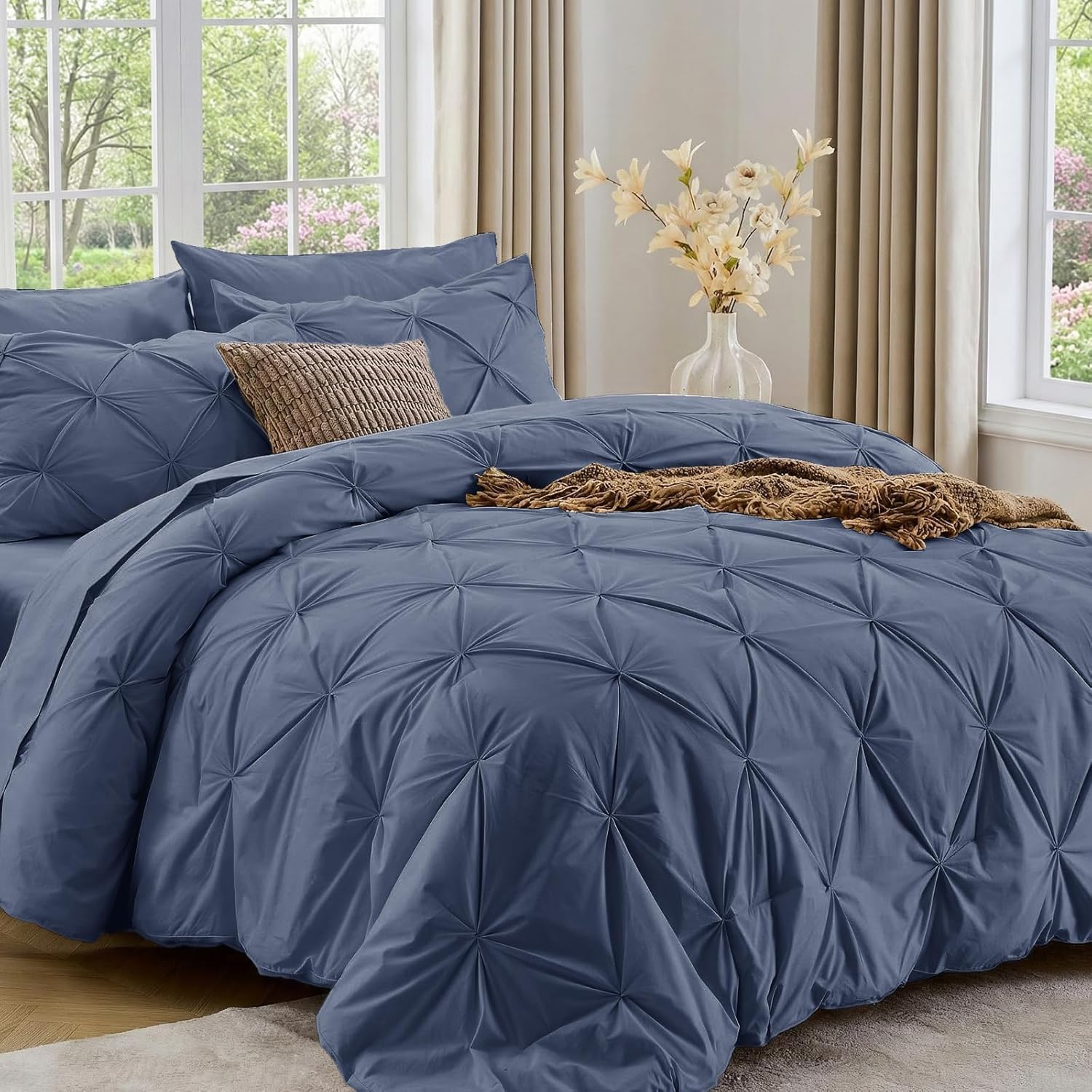 Sasttie Queen Comforter Set, 7-Piece, Beige - Image 33