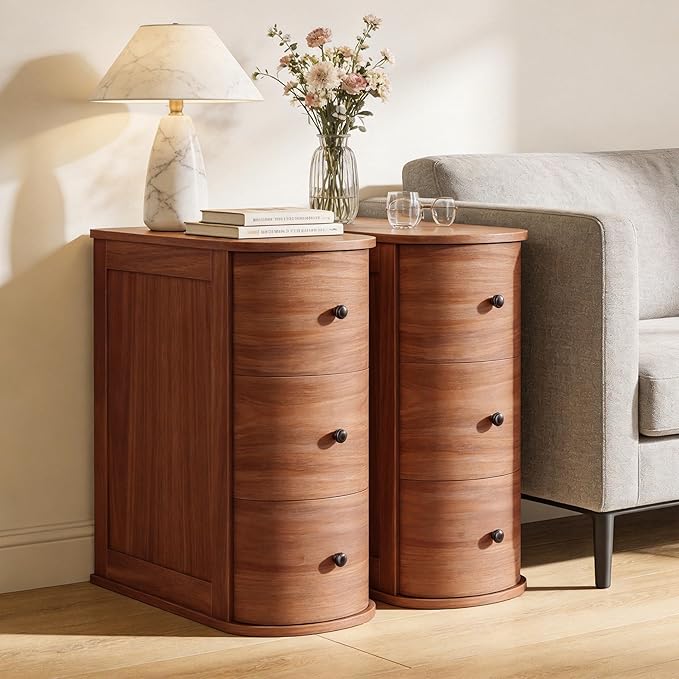 Shintenchi End Table Set of 2, 3-Drawer, Walnut - Image 3