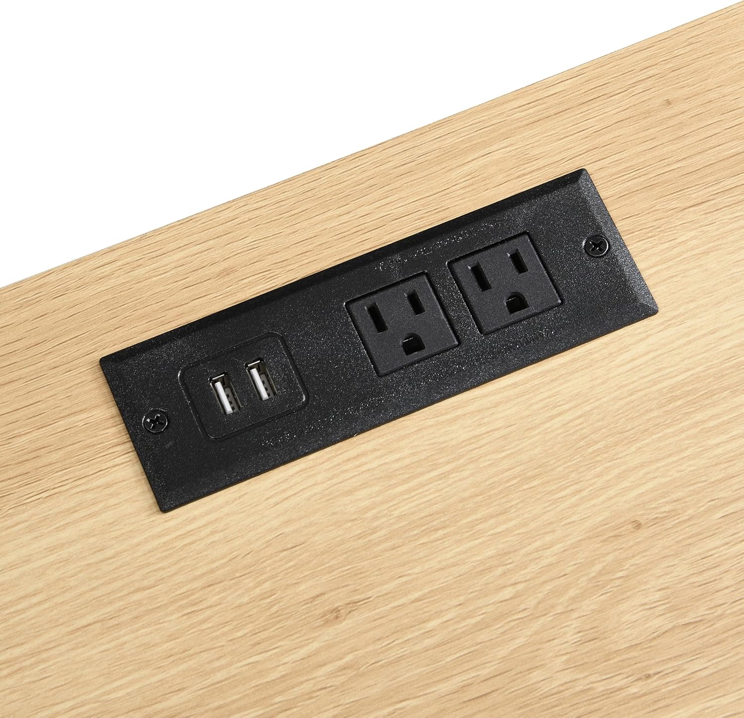 Merax Nightstand Set of 2, Charging Station, Natural - Image 6